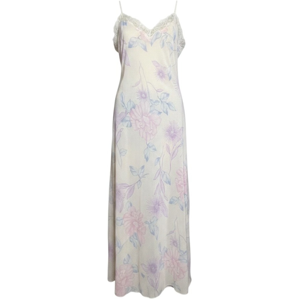 VTG Maxi Slip Dress 90s Y2K Sz L Floral Lace Lined NWT Coquette Fairycore Bridal